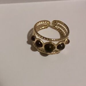 New 14K Gold Plated Brown Gemstone Boho Ring